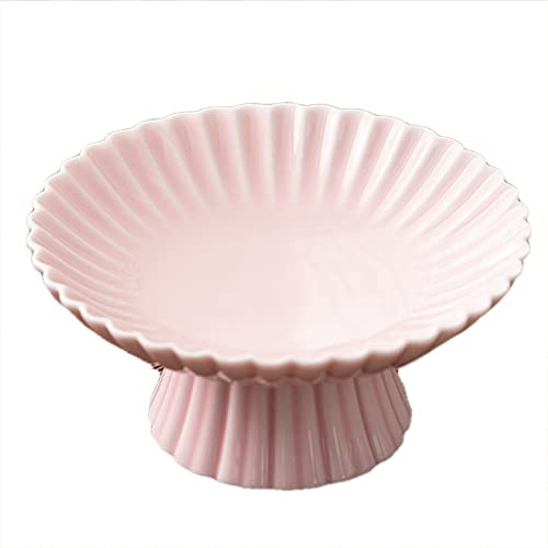 Qarmijaer Alzata per Torta nel Ceramica retrò Piatto da Portata per Frutta Inventario del tè Vassoio per Torte Accessori per La Cerimonia del tè Rouge Rosa