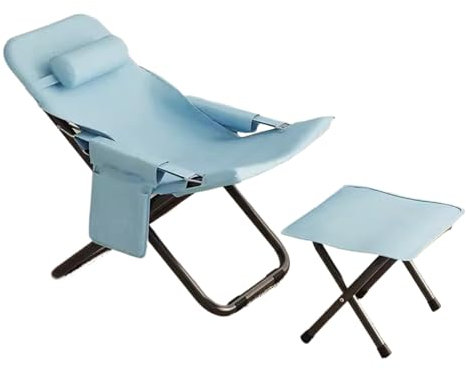 Sonnenliege Klappbar Leicht, mit Pedal, Einstellbar, Geeignet für Den Menschlichen Körper, X-förmige Stütze, Strandstuhl, Sonnenliege (Color : Blue)