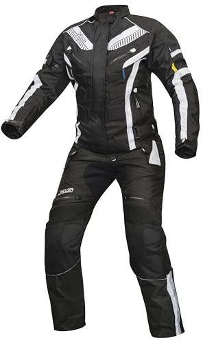 Damen Textilkombi 600D Motorradkombi Touringkombi X-DRIVE Motorradhose Motorradjacke atmungsaktiv wasserdicht Schwarz Weiß (X-Drive-Lady-2024, DE/NL/SE/PL, Alphanumerisch, 6XL)