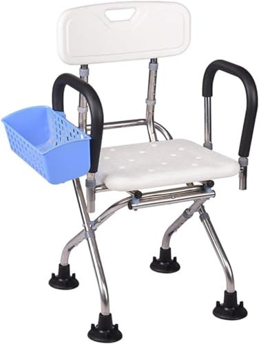 HPTHLY Bath Stools Shower Chair with Back with Anti Slip Rubber Tips White Bathtub Lift Chair with Arms