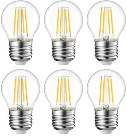 FEILEMAN Glühbirne E27 LED G45/P45 Birne 6W, Warmweiß 3000K, 6 Stück | 676 Lumen, Ersetzt 60W, klar Filament Mini‑Globe, für Kronleuchter & Wohnzimmer, Nicht Dimmbar