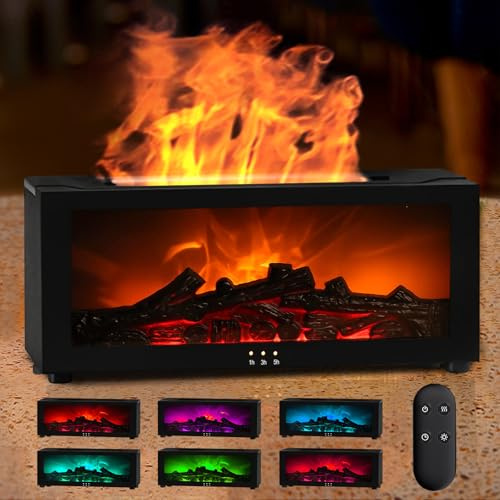 Flammen Aroma Diffuser, Aroma Diffuser, Diffuser Ätherische Öle 7-Farben-Licht, Diffusor Für Ätherische Öle 3 Timer, Luftbefeuchter Humidifier Duftöl Diffuser, Duftlampe Elektrisch Mit Fernbedienung