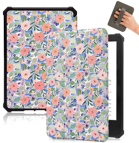 Fancity Étui Compatible avec Kindle Paperwhite 7, 12e Génération 2024 2025 | Kindle Colorsoft Signature Edition, Cuir PU et TPU souple avec Dragonne, Fonction Veille/Réveil Intelligente, Wild Rose