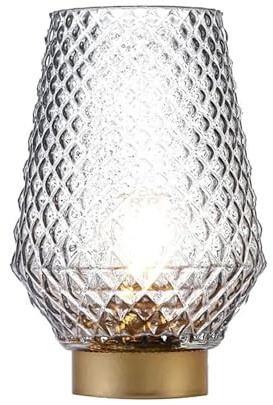 TRIXES Glasfacettierte, batteriebetriebene Lampe, schnurlose Lampe, stilvolle Heimdekoration für Schlafzimmer, Wohnzimmer, Innen- und Außenbereich