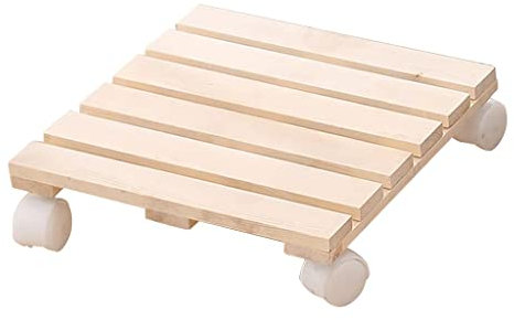Wooden Plant Caddy with 360° Lockable Caster Wheels 12 Plant Trolley Flower Pot Stand & Movable Tray