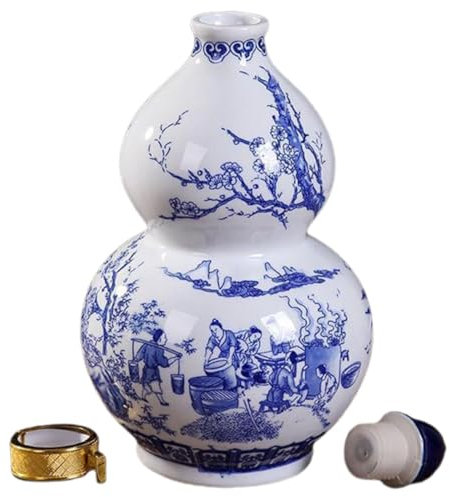 IMIKEYA Ceramic Gourd Wine Bottle Capacity Wine Gourd Jug Decorative Liquor Holder for Entertaining