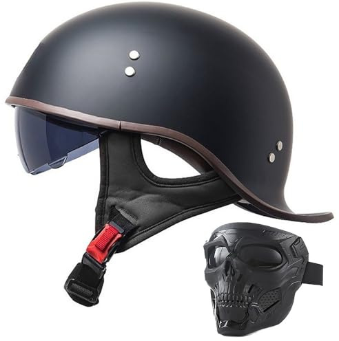 BYGMWEP Jethelm mit ECE, Retro Helm im Schwalbenschwanz-Design - Halbschale für Motorrad und Scooter mit Sonnenblende und Herausnehmbares Futter
