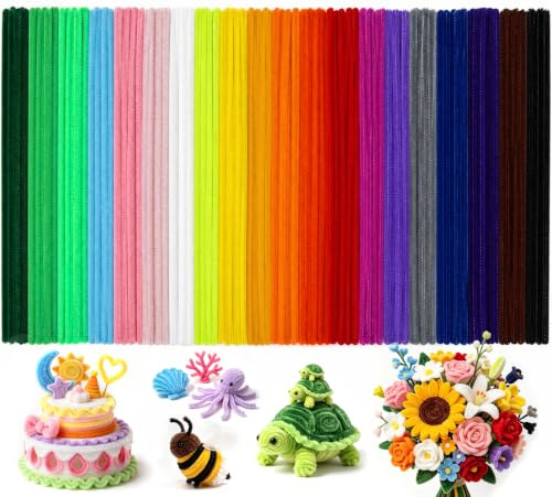 Ramlur 200 Pcs Pipe Cleaners, 30cm Multi Colored Pipe Cleaners for Craft | Floral Supplies Chenille Stems Pipecleaners for Craft Flowers DIY Arts, Decorations-20 Colors