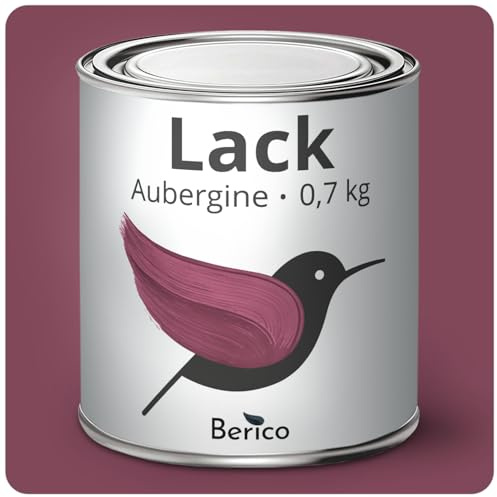 Berico Acryllack - Aubergine Purpur Violett - 0,7 Kg - 4in1 Lack Buntlack Möbelfarbe Möbellack - Für Innen und Außen - Holz, Möbel, Metall & Fliesen