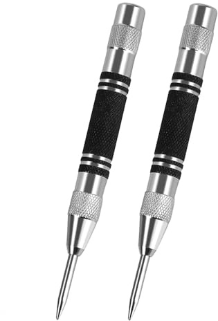 Crozgan 2Pcs Automatic Center Punch,Heavy Duty Spring Loaded,5 in Spring Loaded Center Punch Adjustable Tension for Metal,DIY,Perforation Work
