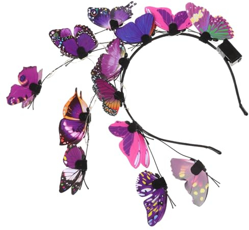 Healeved Leuchtendes Schmetterling Stirnband Damen Romantisches Kostüm Haarreif Langlebiges Party Hochzeits Accessoire Modischer Haarschmuck Auffälliger Kopfschmuck für Geburtstage und