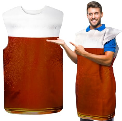 SPORTBANG Bierkrug Kostüm für Erwachsene, Oktoberfest, deutsches Bierglas-Outfit, Einheitsgröße, für Halloween-Party, Cosplay