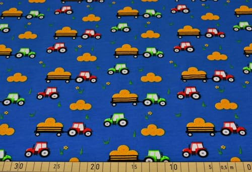 Jersey Stoff Baumwolljersey Traktor-Anhänger Ab 50cm x150cm Jersey Kinder Nähen Stoffe
