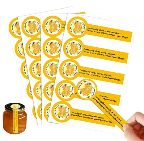 GXGM 200 Etikettenaufkleber – Versiegelungsaufkleber für Honiggläser, Marmeladen, Konserven und Lebensmittel, 30x100 mm, Einfach anzubringen, für Sicherheit und Frische