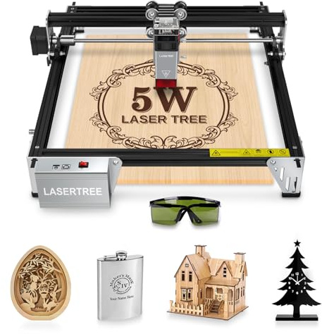 LASER TREE K1 Mini 5W macchina per incisione laser con occhiali di sicurezza, macchina per taglio laser con potenza di uscita di 5 W, area di incisione 300x300 mm
