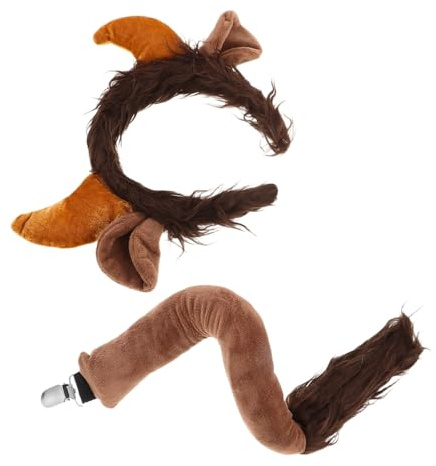 VALICLUD Bull Horns Headband und Tail Set Weiches Leichtes Kuh-ohr Hörner-stirnband für Cosplay Halloween Weihnachten und Themenpartys Bequemes Langlebiges Kostümzubehör