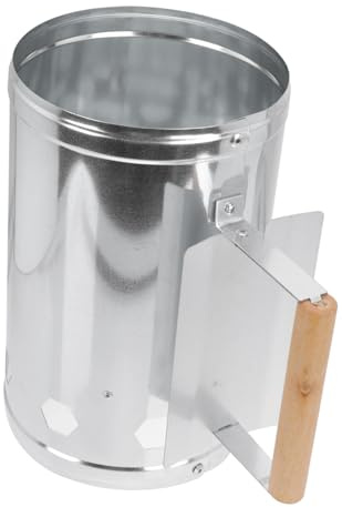 VICASKY Secchio Carbonella Barbecue in Metallo con Manico in Legno Resistente al Accendi Barbecue Ciminiera per con Isolamento Termico e Circolazione d Aria per Uniforme