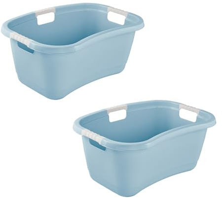 keeeper janne 2x Ergonomische Wäschewanne, Anti-Rutsch-Softgriffe, 50 l, Nordic Blue