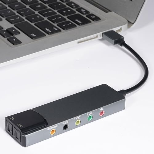 Jectse Carte Son Externe 5.1 Canaux, Adaptateur de Carte Son USB à Réduction de Bruit pour 98 ME 2000 7 8, Compatible avec Vista, Puce CM6206LX, Idéale pour Les Configurations de
