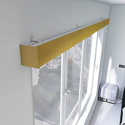 LUUYYI Double Tracks Curtain Rod with Pelmets Wall Mounted for Living Room and Bedroom Customize Size(Gold Wall-Length 400cm)