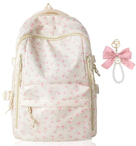 BACH AND BOUJEE zaino donna con fiocchi fiori rosa leggero tempo libero scuola ragazze adolescente viaggio lavoro materiale scolastico