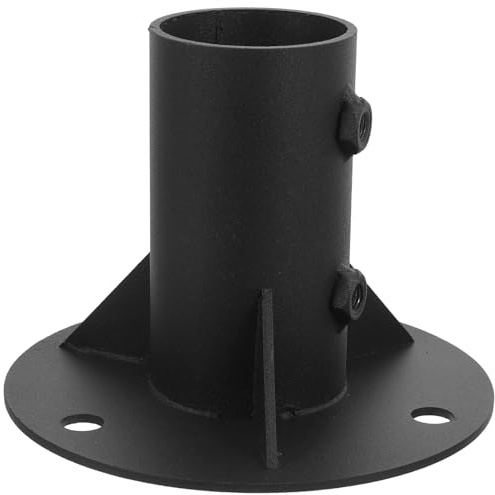 ROMISBABA Base de Brida Metálica Negra para Poste de Valla Interior 52 Mm, Soporte de Montaje Resistente para Cercas, Buzones y Mástiles, Brida de Piso para Instalación en Suelo, Accesorio