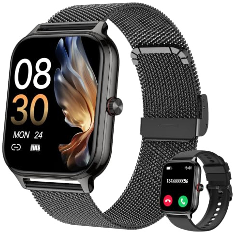 LODIMEKE Smartwatch Pressione Sanguigna e Chiamate, 1.96 Orologio Uomo Donna Fitness con Cardio Contapassi Sonno, 100+ Modalità Sportive, Sveglia e Calcolatrice, AI Assistente, Regalo per iOS Android
