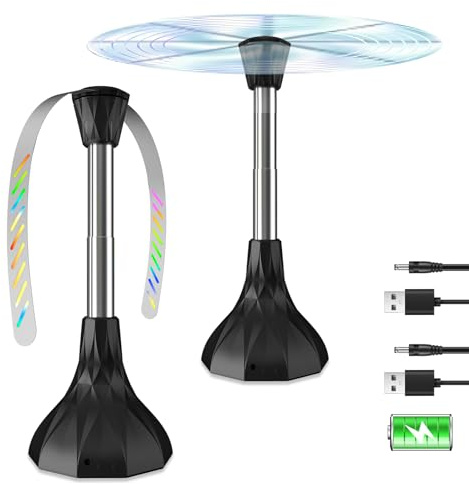 2 X Ventilateur Mouche, Anti Mouche, Ventilateur Mouche Table, Hauteur réglable, sur Batterie (Non fournie) et Via Interface USB, Ventilateur pour Mouches Intérieur et extérieur (2 PCS)