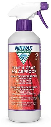 Nikwax Tent & Gear, Tent & Gear Solarproof, 500ml, Spray Waterproofing and UV Protector, Rain Protector, Restores DWR Water Repellency on Outdoor Fabric, Rain Fly, Canvas, Backpacks