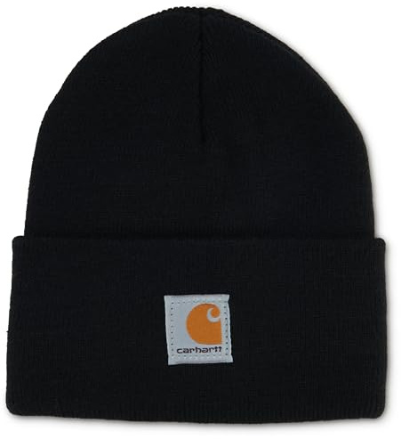 Carhartt Unisex Kids Youth Knit Beanie Cuff Hat, Caviar Black (Youth),One Size
