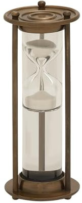 Deco 79 24540 Aluminium Verre Flottant Doré Sablier, 7,6 cm L/20,3 cm H