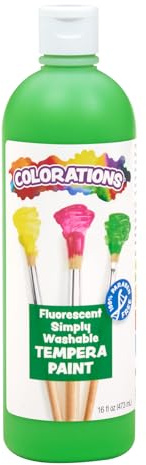 Colorations Washable Tempera Paint, 16 fl oz, Fluorescent Neon Green