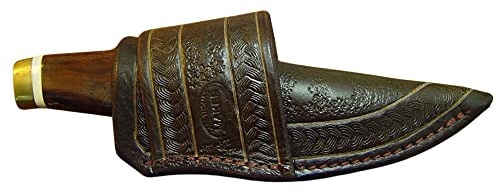 New Buck Vanguard Cross Draw Knife Sheath. Made of 10 Oz Water Buffalo Leather and Has a Rope Pattern Tooling with Random Patterning in the Center of the Sheath. Sheath ONLY!