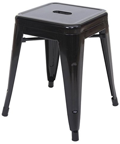 Mendler Hocker HWC-A73 Metall Industriedesign stapelbar - schwarz | Metallhocker, Sitzhocker