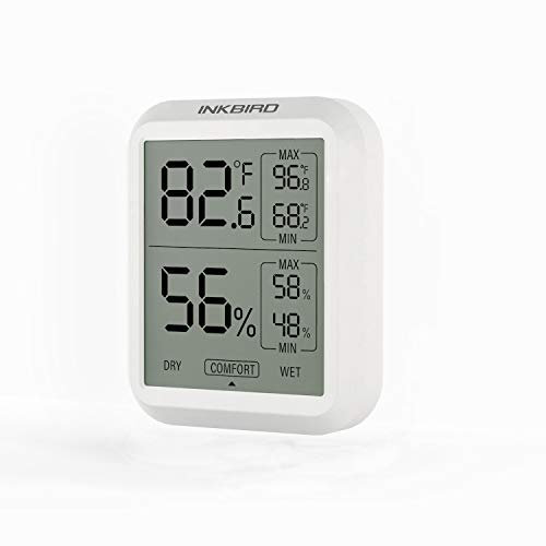Inkbird ITH-20 Termometro Igrometro Digitale, Misuratore di Umidità e Temperatura, Memoria di Massima/Minima, Monitor Interno ed Esterno per Magazzino, Casa, Ufficio, Serra