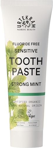 Urtekram Naturlig ekologisk tandkräm utan fluor – känslig – stark mynta, 75 ml (1-pack)