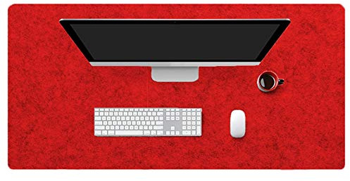 Insun Mousepad aus Filz 2mm Dick Schreibtisch Unterlage Filzunterlage Antirutsch Modern Schreibtisch Matte Rutschfest Rot 80x45cm