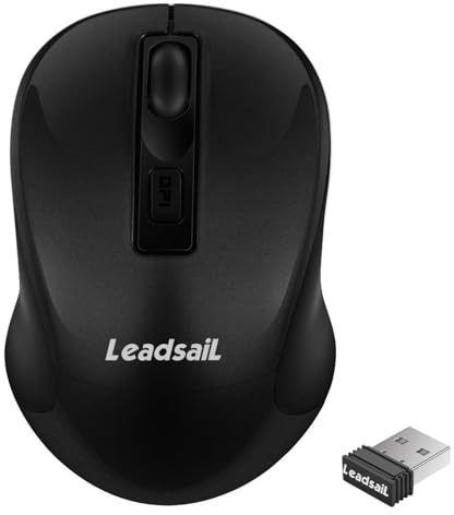 LeadsaiL Wireless Mouse, 2.4Ghz USB Cordless Mouse for Laptop, Compact Silent Mice, 4 Buttons, 3 Adjustable DPI, Ergonomic Optical Mouse for MacOS and Windows Coumpter, Notebook