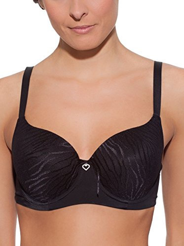 Selene, Reggiseno Contenitivo Donna con Ferretto Anti-Fastidio e Fascia Elasticizzata, Coppe Preformate in Tulle, Collezione Norma, Colore Nero, Taglia 5D