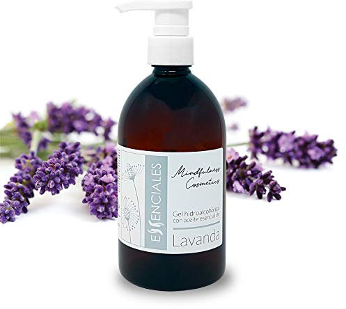 Essenciales - Gel Hidroalcóholico Desinfectante manos con Aceites Esenciales 100% puros (Aceite Esencial Lavanda, 500 ml)