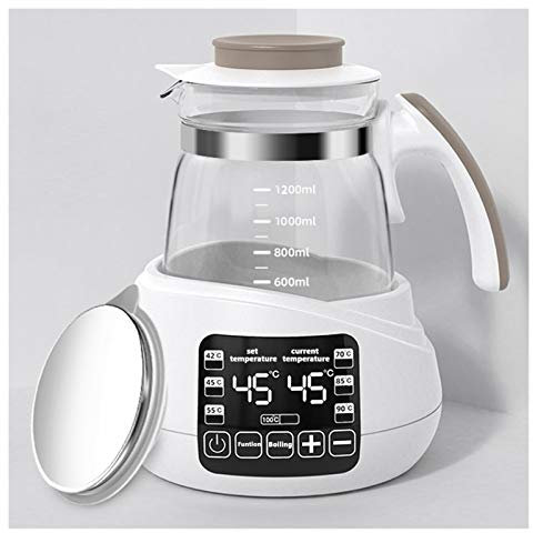 YXCKG Hervidor de Agua eléctrico pequeño, Hervidor de Cristal, Control de Temperatura, Cuerpo Giratorio de 360 ​​°, hervidor de Agua para el hogar de la Oficina 1.2L (Color : Gray-Set A)