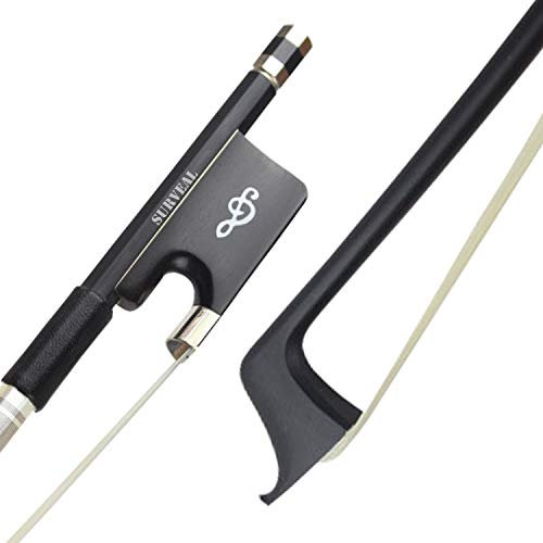 SURVEAL Professioneller Cellobogen, 4/4 Größe, Kohlefaser, Ebenholz, Frosch geschnitzt, mit Musikschild, mongolisches Pferdehaar, volle Größe (4/4)