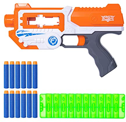 Fast Shots Shadow 10 | Spielzeugpistole für Kinder mit 12 Schaumstoffpfeilen und 1 Patrone für Jugendliche, Jugendliche und Erwachsene