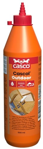 CASCO - Schnell härtender und feuchtigkeitsbeständiger Klebstoff - Casco Cascol Outdoor weiß/klar nach dem Trocknen - Fugen- und Montageklebung für Holz im Innen- und Außenbereich - Hitzebeständig -