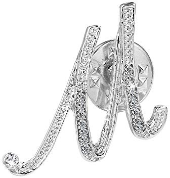 Initial Letter Brooch Pin Small Lapel Pin Tie Tack Name Personalized Gifts for Women Men Silver M