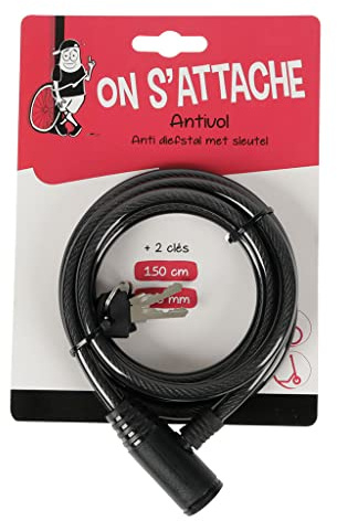 UPFIT - Cadenas/antivol vélo, Antivol Spirale avec Verrouillage à clés - Longueur 150cm - ø8mm - Protège du vol