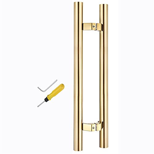 Dawafit Heavy Duty Brushed Sliding Barn Door Handle Pull, 60/80/100/120Cm Long, Two Sided Stainless Steel Push Pull Bar Handle, Bathroom/Front Door/Office)/Gold/60Cm(23.6In)