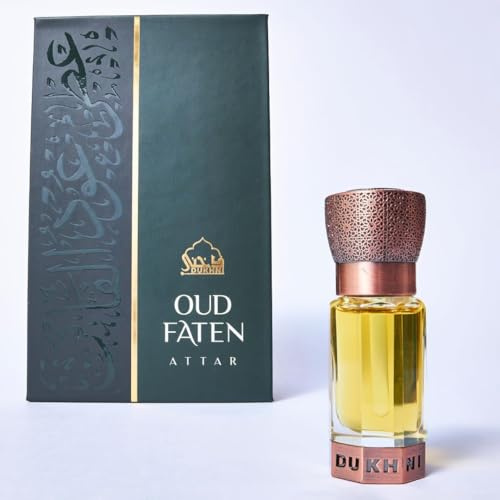 Oud Faten Attar by Dukhni | Refreshing scents blended with Oud | Authentic Arabic Fragrance Oil | 100% Pure, Alcohol-Free, Halal | 1 bottle x 6ml
