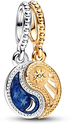 PANDORA. Charm Anhänger Sonne & Mond in zwei Tönen 762678C01., sterlingsilber