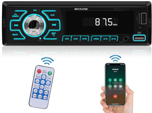Single DIN Car Stereo With Bluetooth 1 Din Car Radio Support Bluetooth Handsfree Call/FM/USB/TF Card/AUX in
